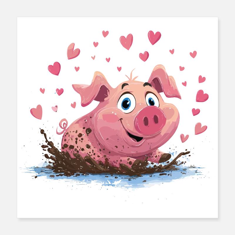 Le Cochon dans le Cœur de Boue Poster 40 x 40 cm