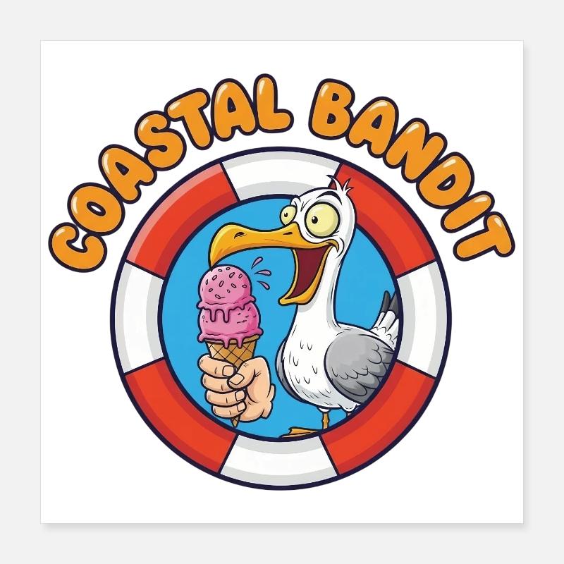 Mouette bandit côtière vole la glace Poster 40 x 40 cm