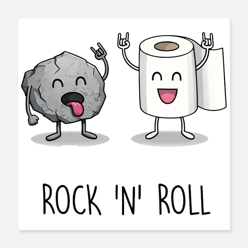 Funny Rock 'n' Roll Cartoon Design Poster 16" x 16" (40x40 cm)