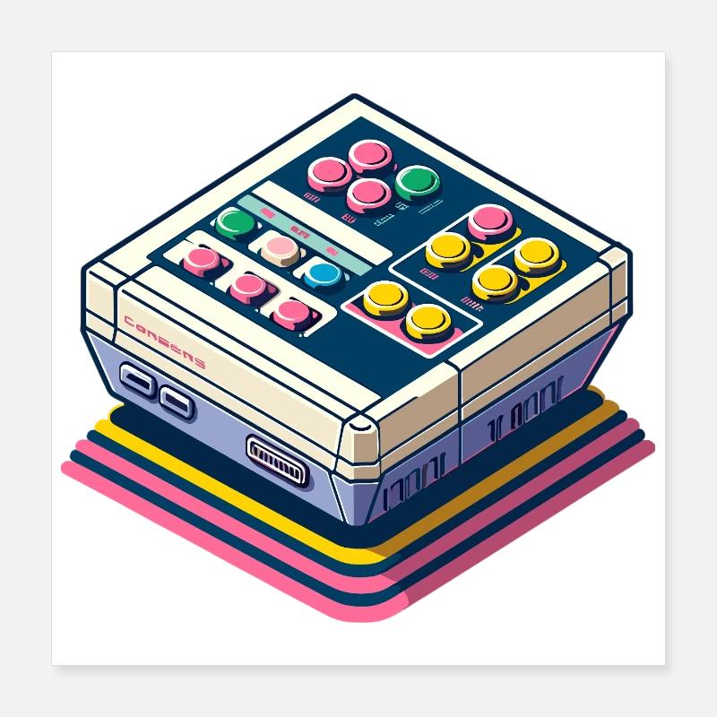 Retro Spielkonsole Pixelkunst Poster 40x40 cm