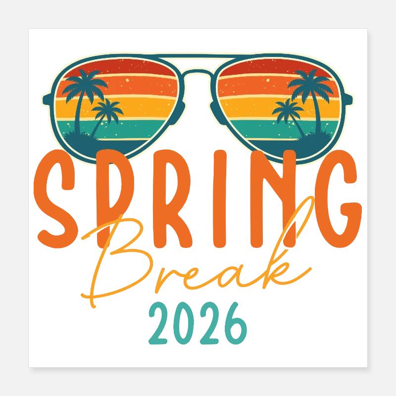 Spring Break 2026 Girls Trip Retro Beach Cruise Poster 16" x 16" (40x40 cm)