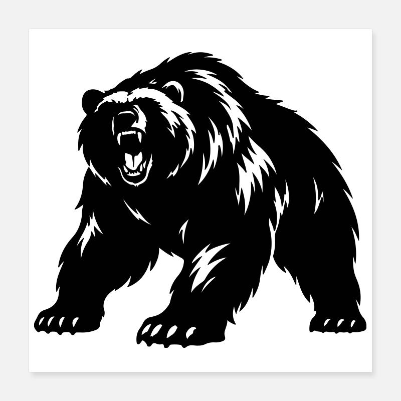 Grizzly Bear Silhouette Poster 16" x 16" (40x40 cm)