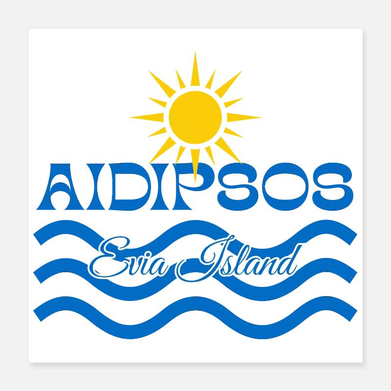 Île Aidipsos Île Evia Soleil et Vagues de mer Poster 40 x 40 cm
