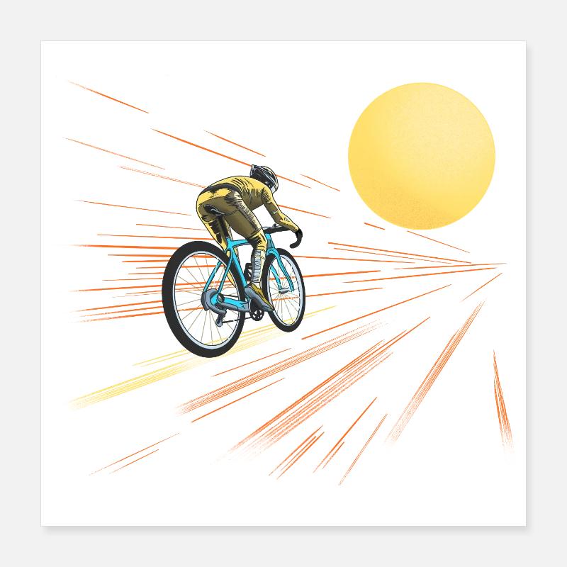 À vélo vers le soleil Poster 40 x 40 cm