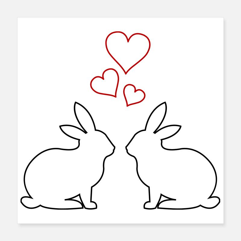 Cœurs de Lapin Poster 40 x 40 cm