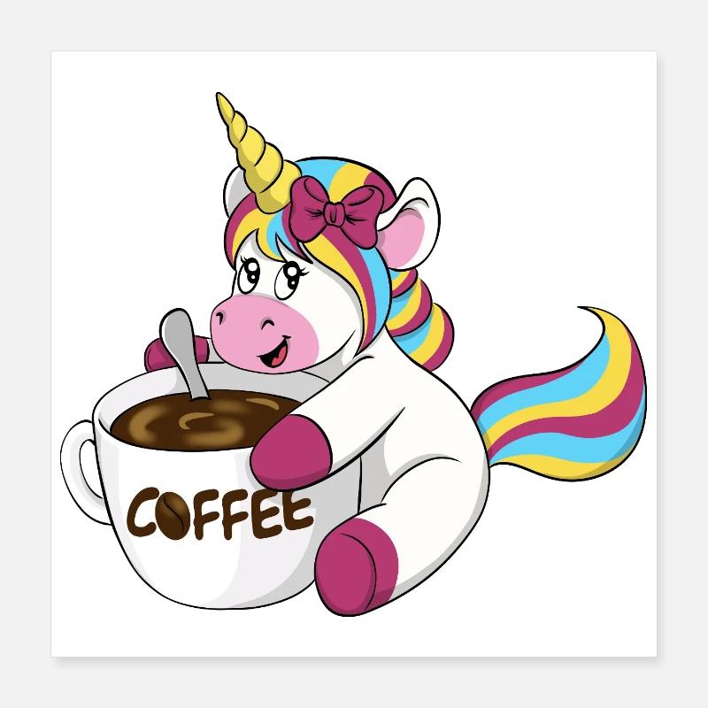 Kaffee Einhorn Poster 40x40 cm
