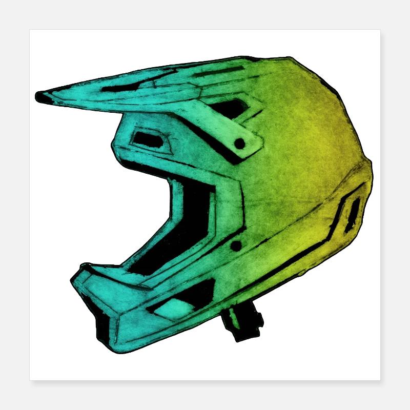 MTB FullFace Helm - handgeschnitzte Druckvorlage Poster 40x40 cm