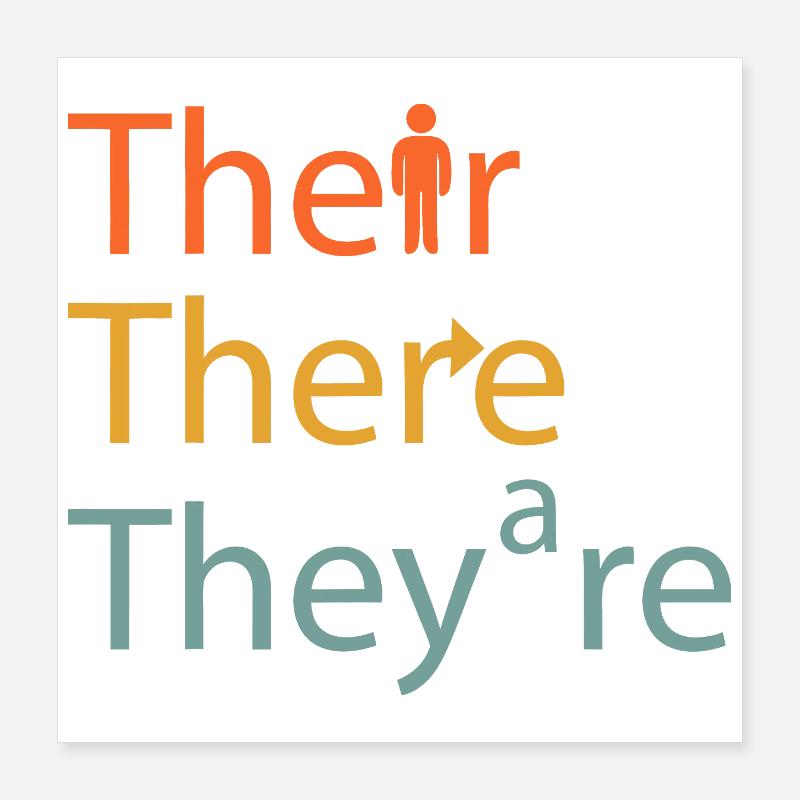 Puzzle typographique du trio de pronoms Poster 40 x 40 cm