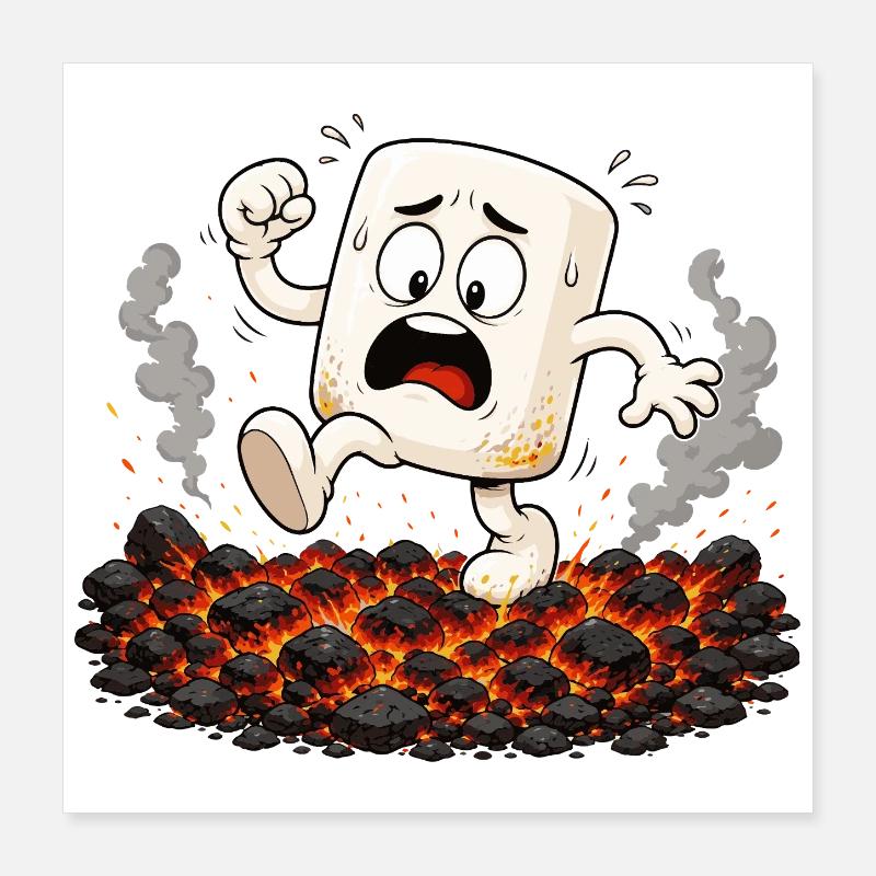 Marshmallow marche sur des braises incandescentes Poster 40 x 40 cm