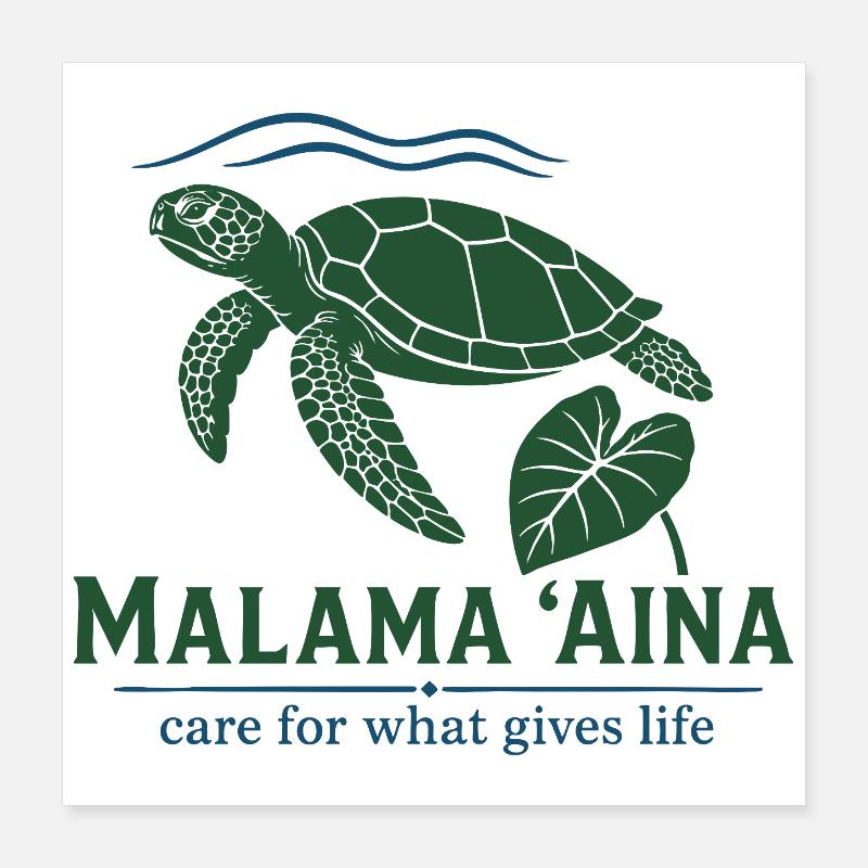 Malama Aina Turtle Poster 16" x 16" (40x40 cm)
