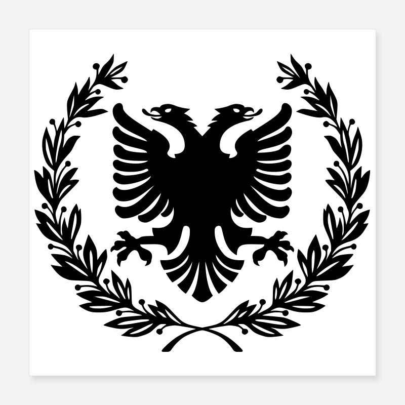 Shqipe Wreath – Albania Laurel Double Head Eagle Poster 16" x 16" (40x40 cm)