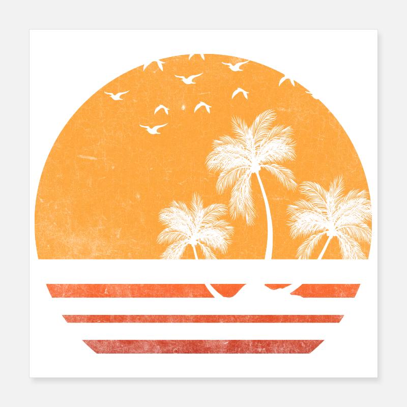 Palm Sunset Silhouette Poster 16" x 16" (40x40 cm)