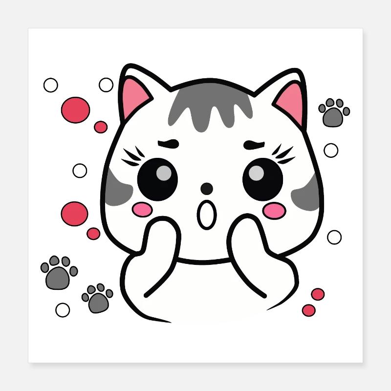 Surprised Cute Cat Poster 16" x 16" (40x40 cm)