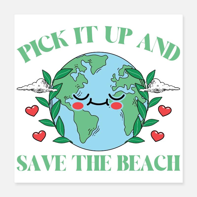 Badestrand & Meer plastikfrei gegen Verschmutzung Poster 40x40 cm