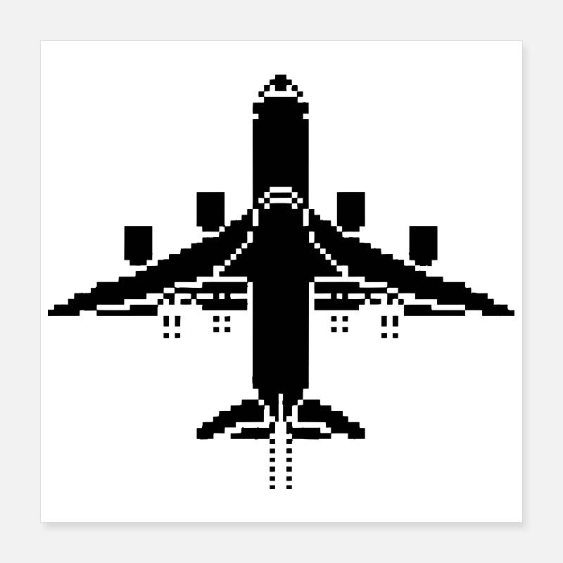 Flugzeug Pixel Art Poster 40x40 cm