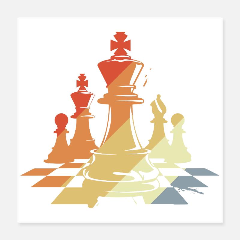 Chess Pieces Sketch Retro Poster 16" x 16" (40x40 cm)