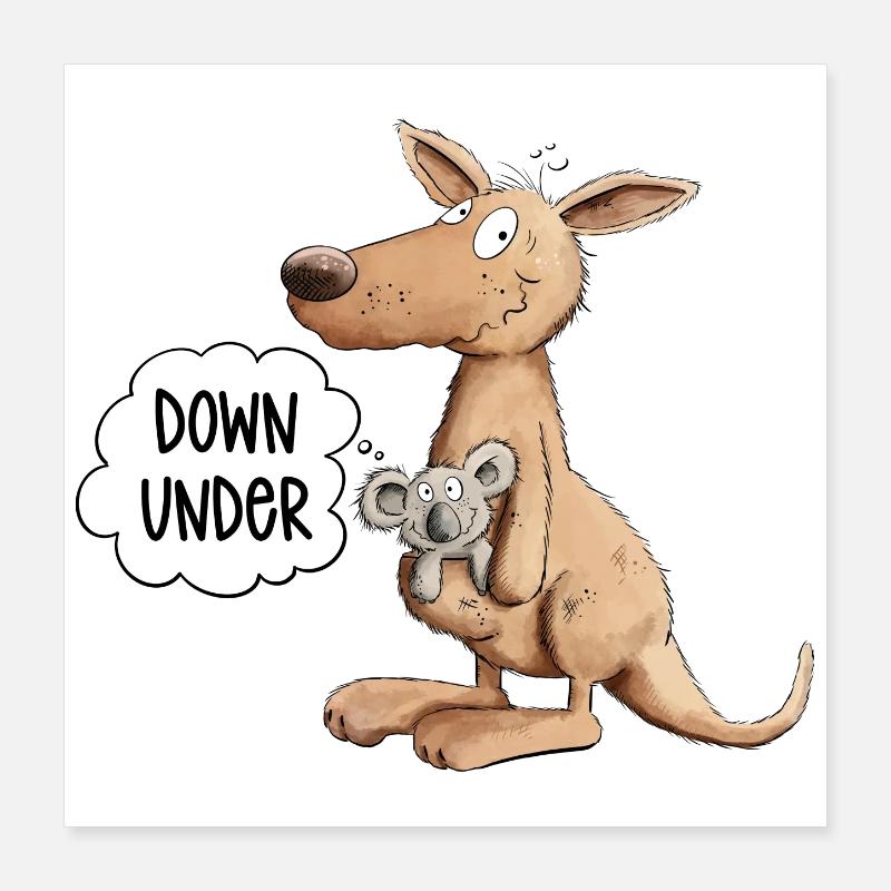 Drolliges Känguru Mit Koala Bär Im Beutel Poster 40x40 cm