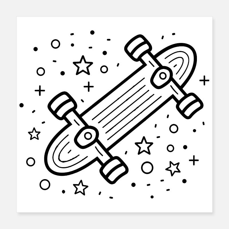 Dessin animé Skateboard Poster 40 x 40 cm