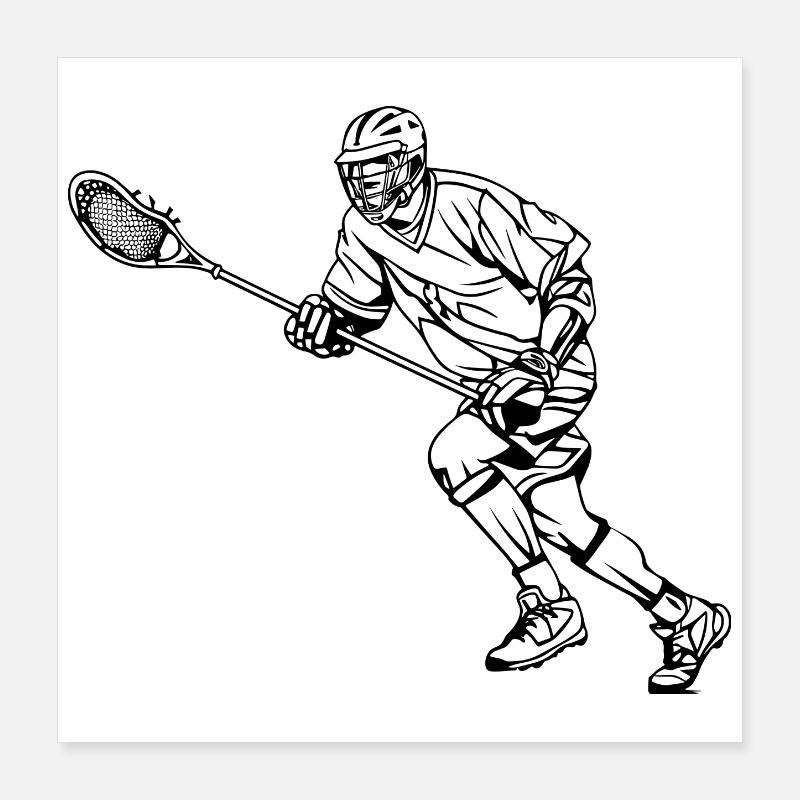 Lacrosse Player Sketch Poster 16" x 16" (40x40 cm)