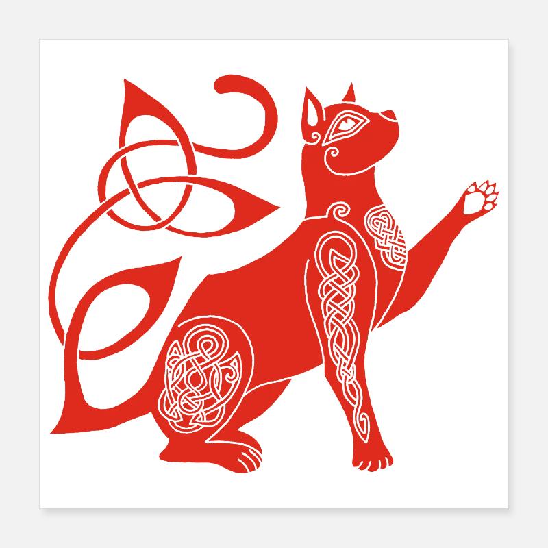 Chat rouge celte Poster 40 x 40 cm