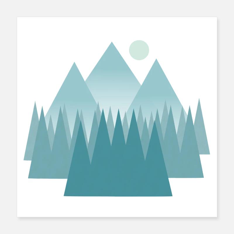 Astral mountain landscape in blue tones Poster 16" x 16" (40x40 cm)