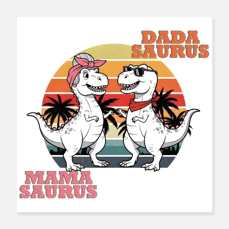 Mama & Dada Saurus – Le Duo Dino Fun ! Poster 40 x 40 cm