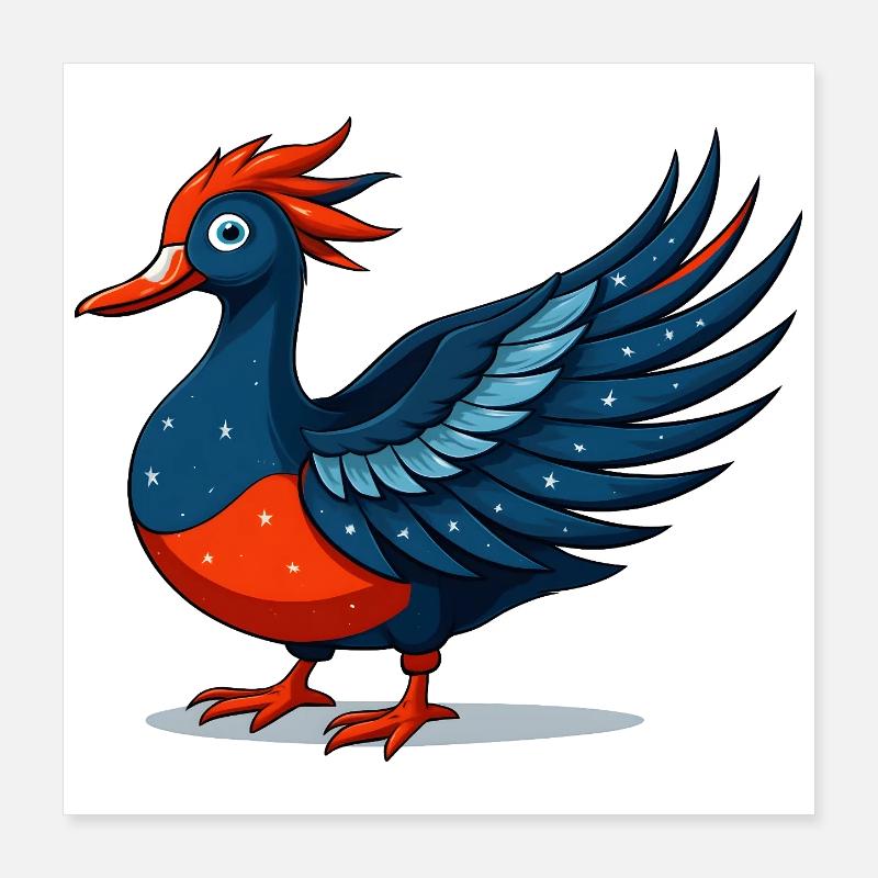 Winged blue star eagle Poster 16" x 16" (40x40 cm)