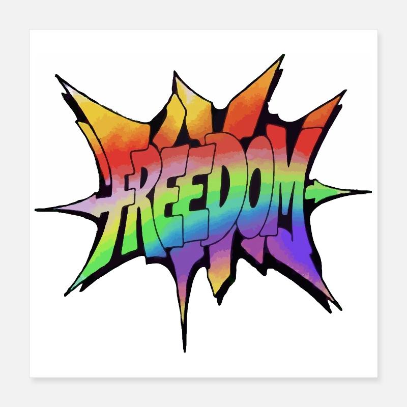 Freedom Rainbow Explosion Poster 40x40 cm