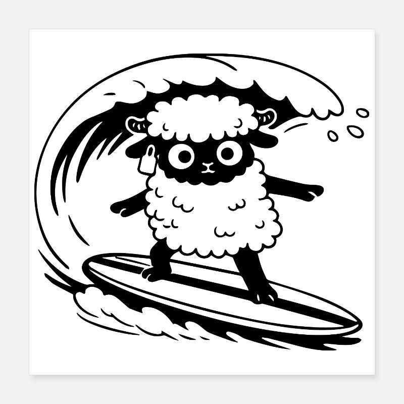 Surf sheep Poster 16" x 16" (40x40 cm)