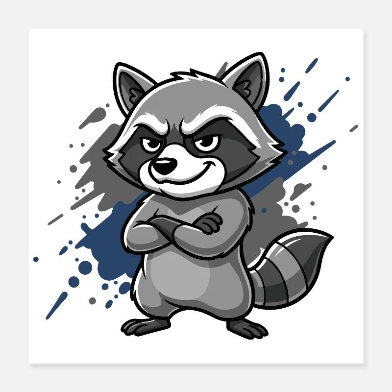Grim Raccoon Blue Splash Poster 16" x 16" (40x40 cm)