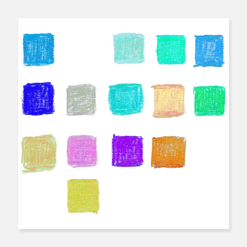 Buntstift Farben Quadrate Muster - Abstrakt Poster 40x40 cm
