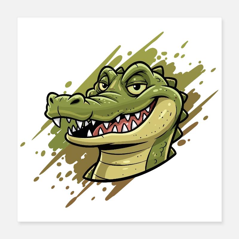 Alligator Graffiti Kopf Poster 40x40 cm
