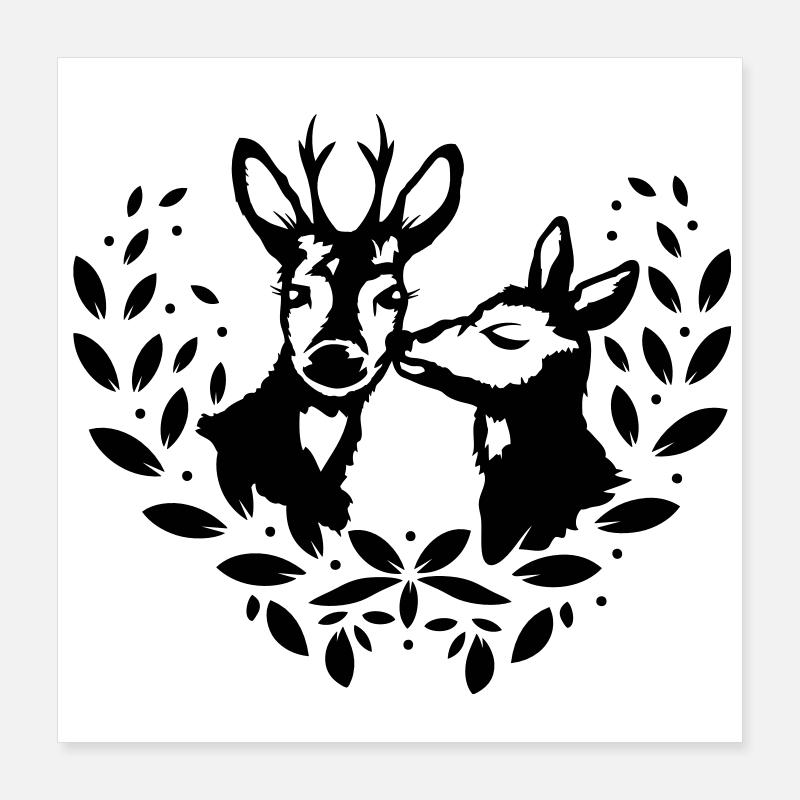 deux chevreuils Poster 40 x 40 cm