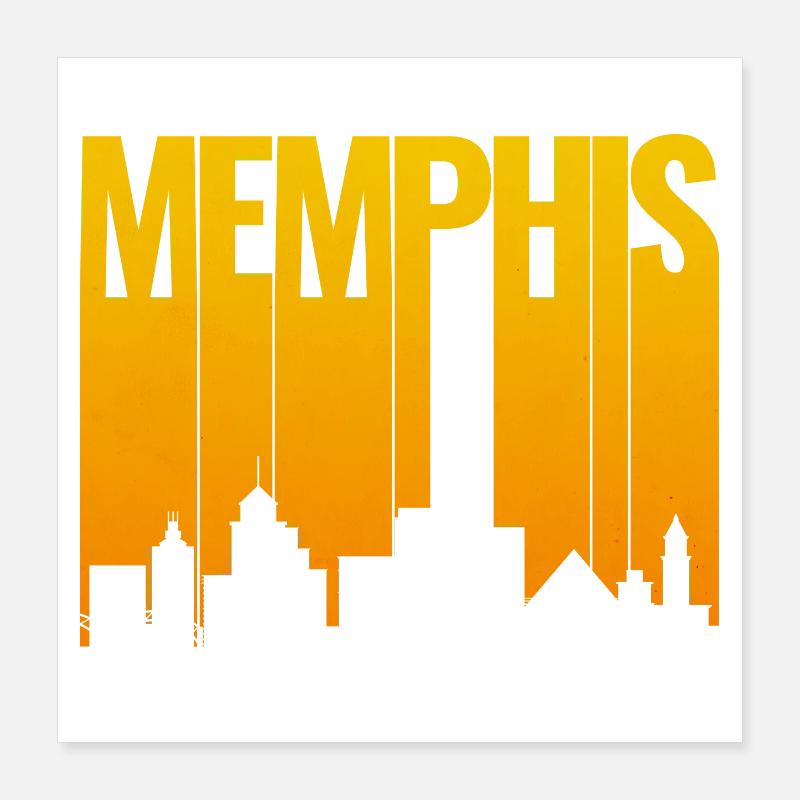 Memphis Skyline Gold Gradient Poster 40x40 cm