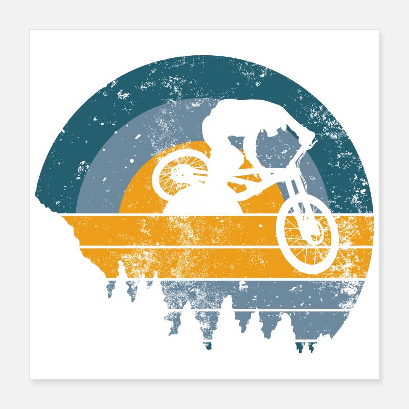 Silhouette du saut VTT au coucher du soleil Poster 40 x 40 cm