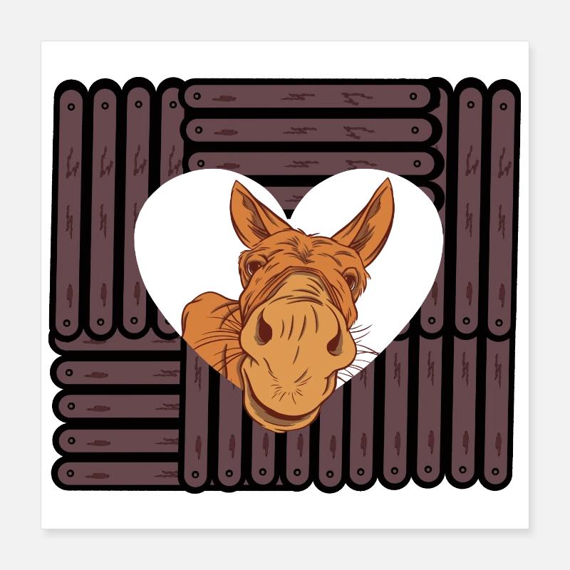 Muli Donkey Ongulé Coeurs Coeurs Saint Valentin Poster 40 x 40 cm
