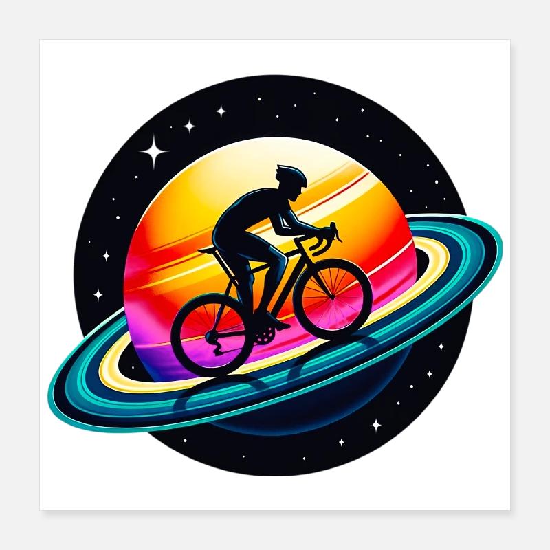 Cyclist on Saturn Poster 16" x 16" (40x40 cm)