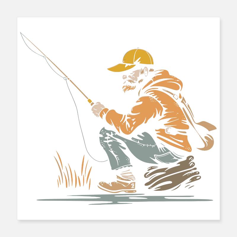 Angler Grafik Poster 40x40 cm