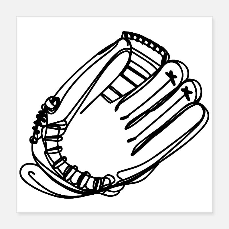 Dessin de gant de baseball Poster 40 x 40 cm
