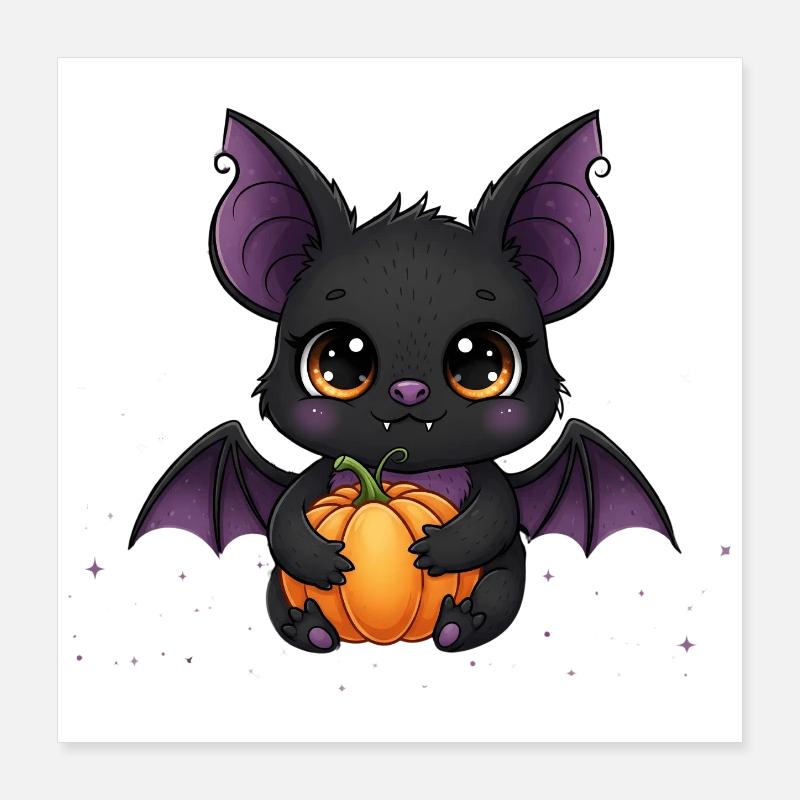 Dragon citrouille vampire mignon Poster 40 x 40 cm