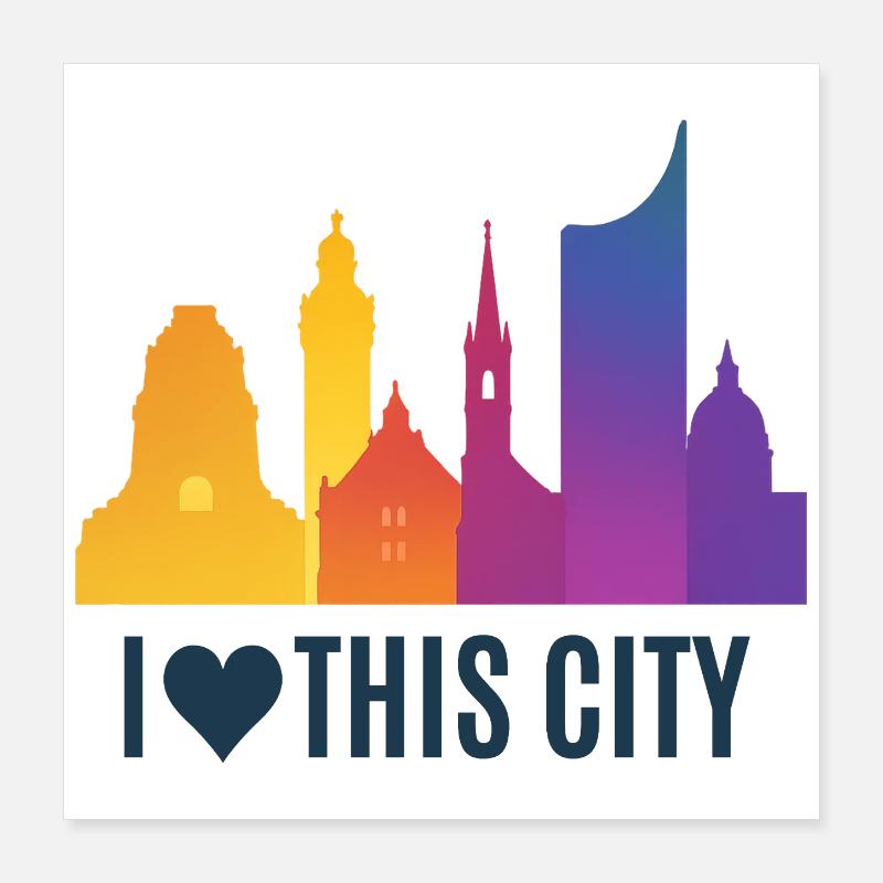 Herzstadt Skyline Gradient Poster 40x40 cm