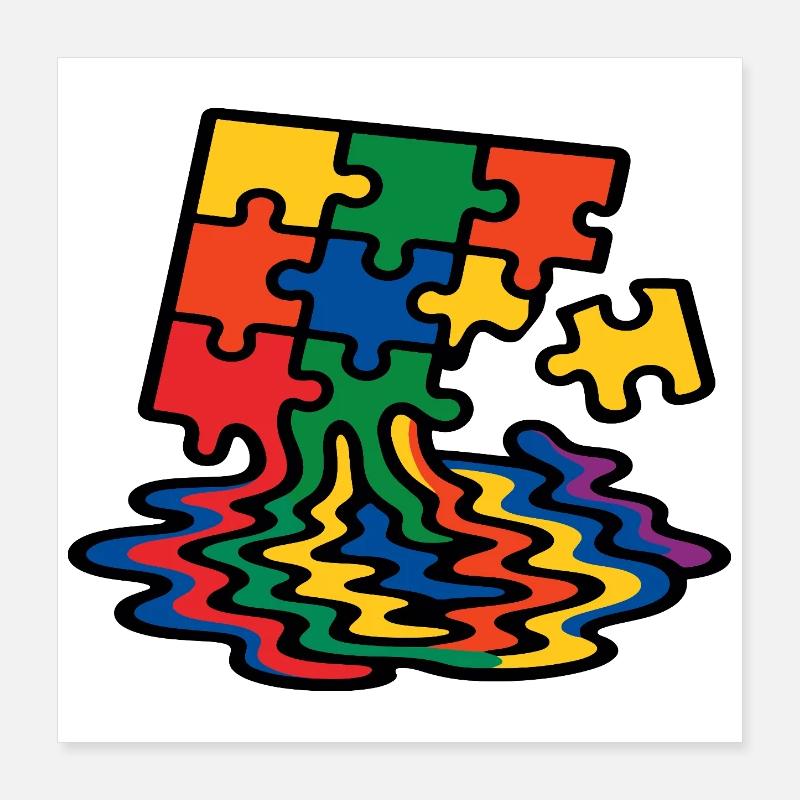 Rainbow Puzzle Arbre Splash Poster 40 x 40 cm