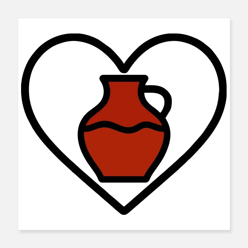 Ceramic Heart Vase Clay Creative Art Poster 16" x 16" (40x40 cm)