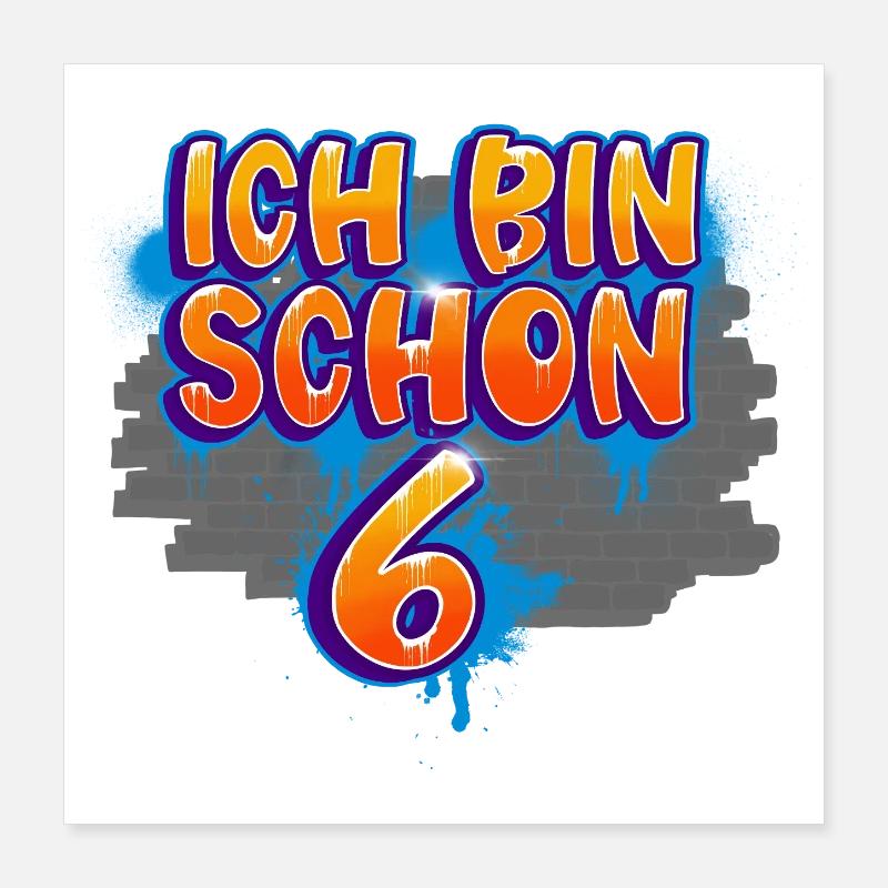 6. Geburtstag Graffiti Poster 40x40 cm