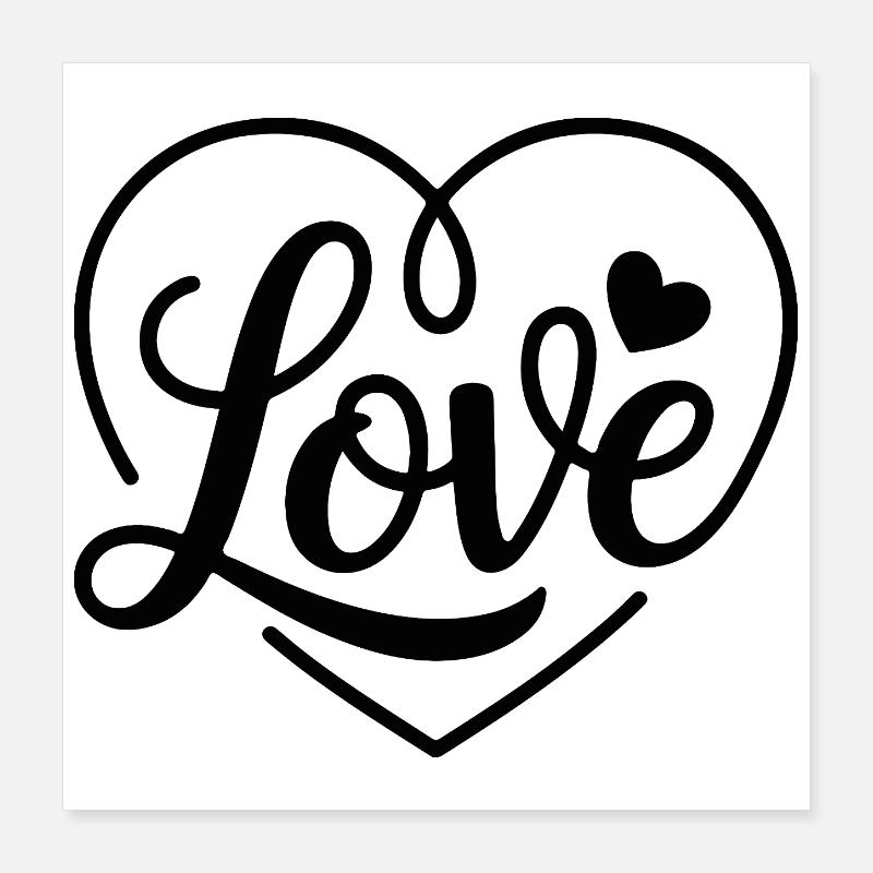 Love in a calligraphic heart is something special Poster 16" x 16" (40x40 cm)