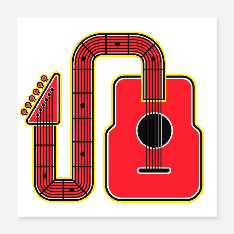 Red Abstract Shape Guitar Poster 16" x 16" (40x40 cm)