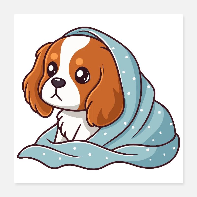 Beagle emmitouflé bleu Poster 40 x 40 cm