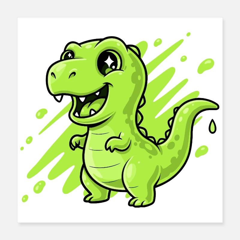 Comic Dino Slime Vert Poster 40 x 40 cm