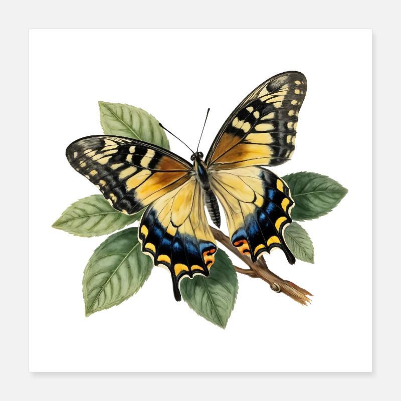 Schwalbenschwanz oder Große Haarsträhne, Papilio machaon Poster 40x40 cm