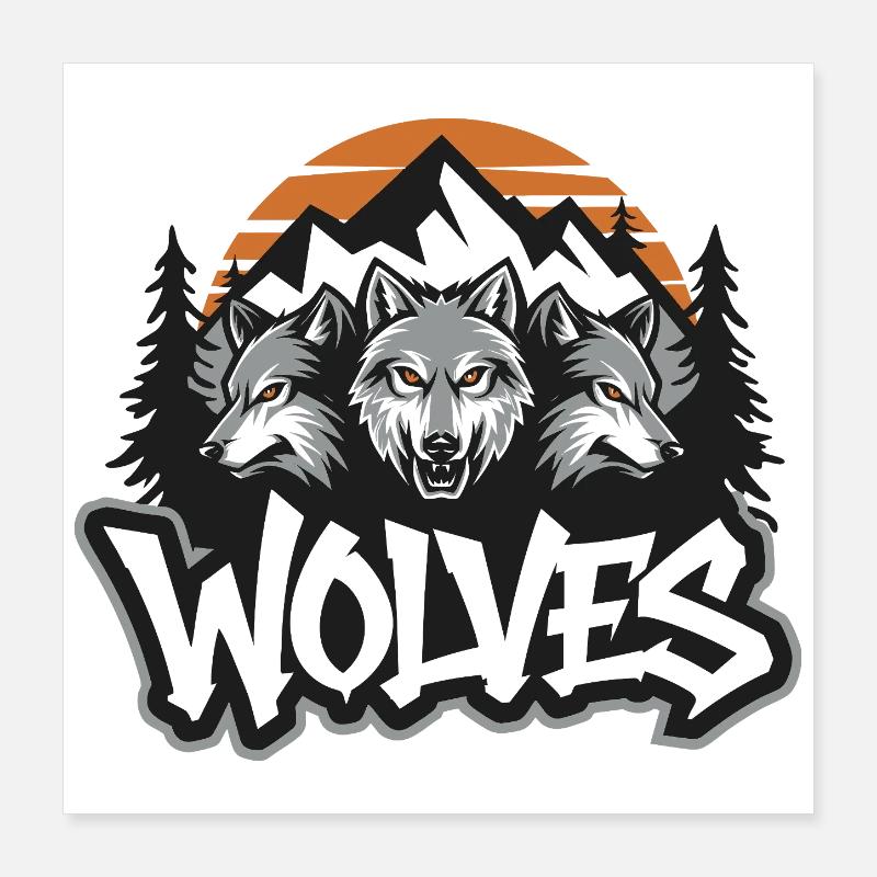 Three Wolves  Poster 16" x 16" (40x40 cm)